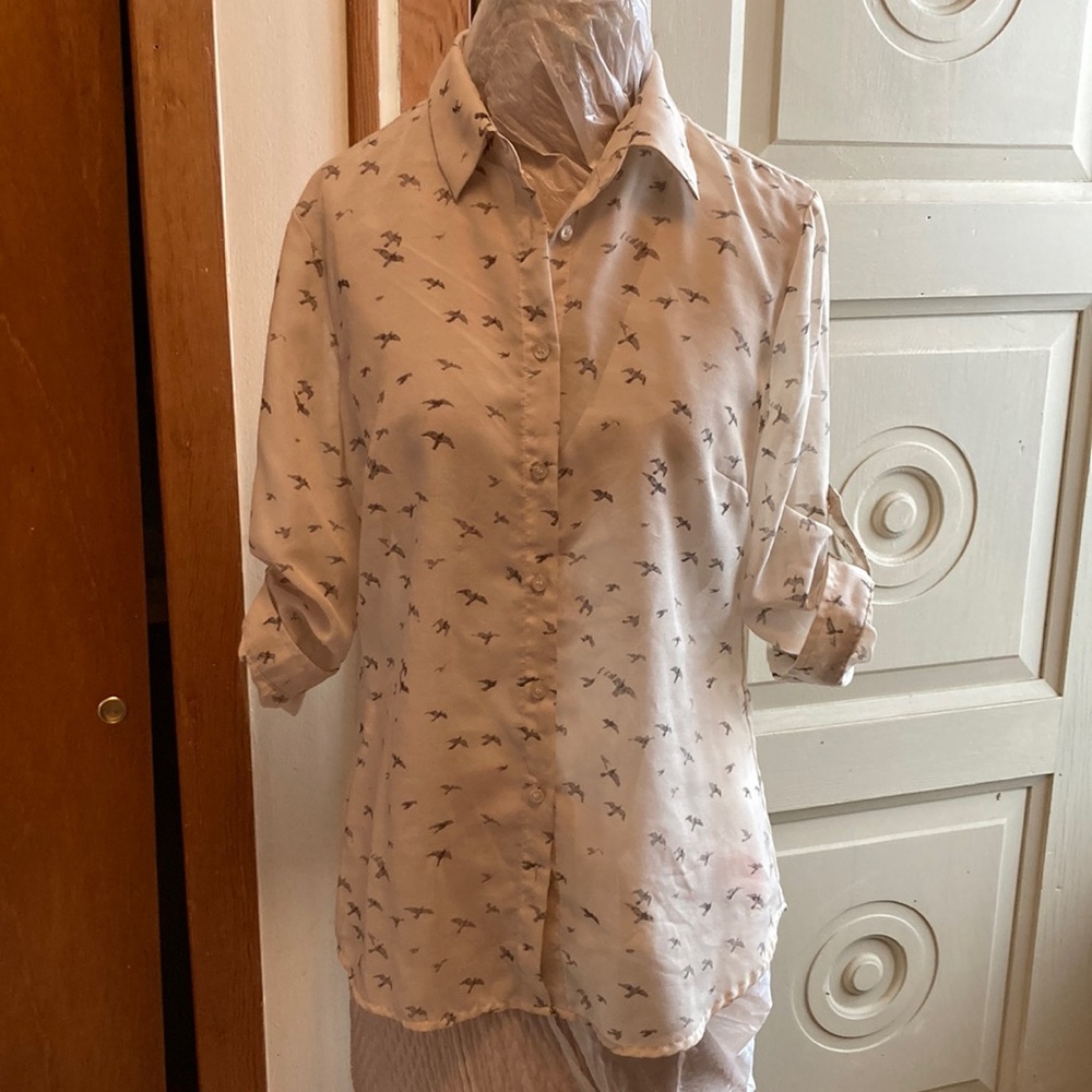 Grey Birds Blouse by the Limited